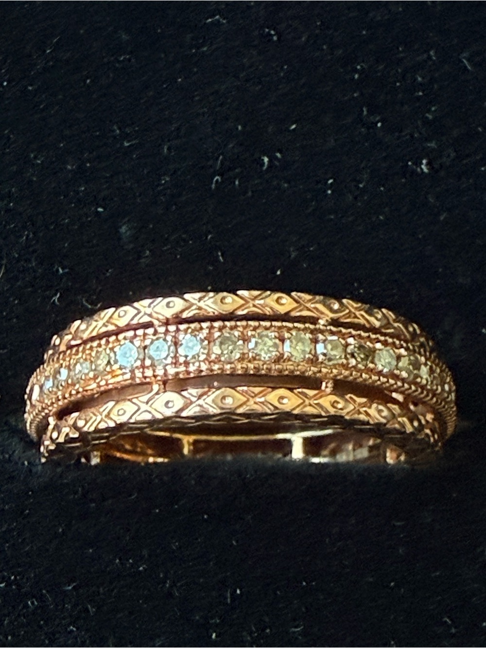 24k Plated Sterling Silver Crystal Stacking Ring